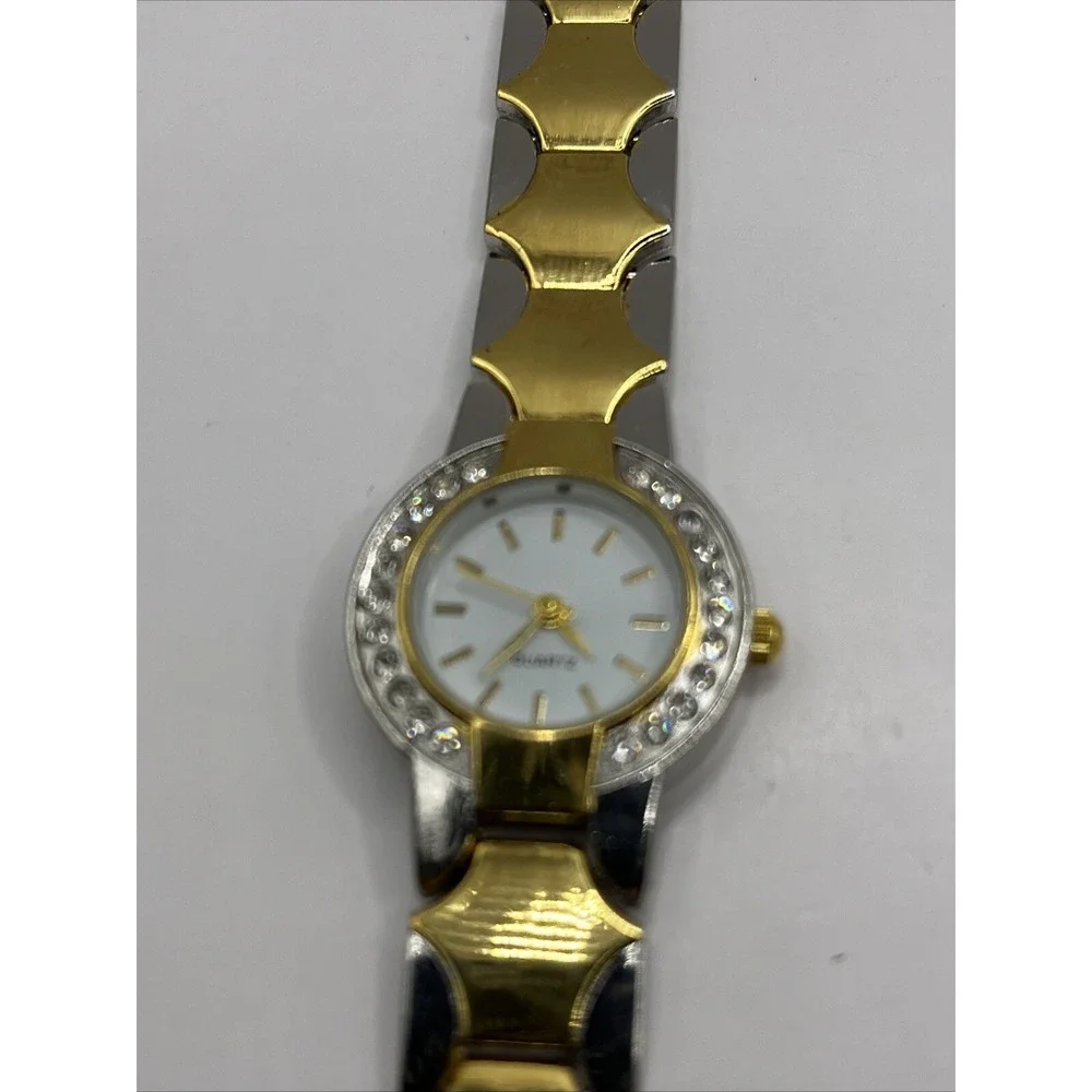 Blair‎ Women's Quartz Watch Two Tone Band Rhinetone Bezel- New Battery